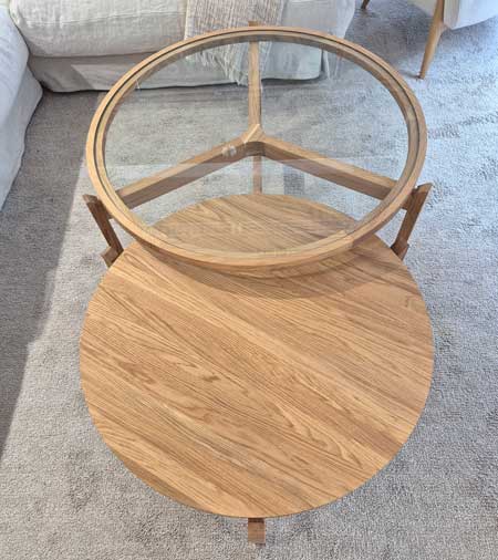 Pyöreä sohvapöytä Optic puukannella, tammi C4