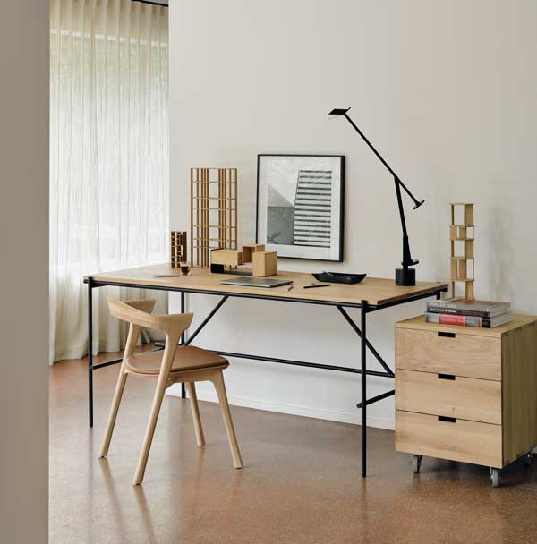 Ruokapöydän tuoli Bok, tammi, nahka Cognac