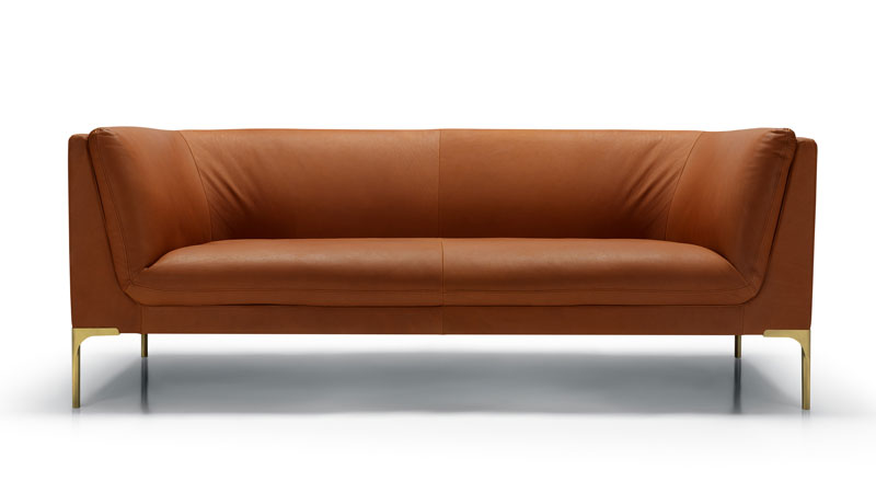 Sohva Slim 3:n istuttava, nahkaverhoilu, Cognac