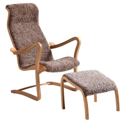 Lepotuoli Patronen ja rahi, lampaannahka, Nougat