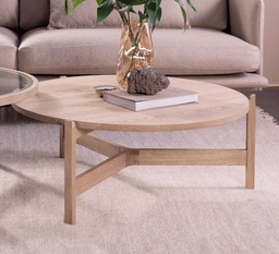 [K&K-OPCR2-76-36] Pyöreä sohvapöytä Optic puukannella 76 x 36 cm, saarni C20