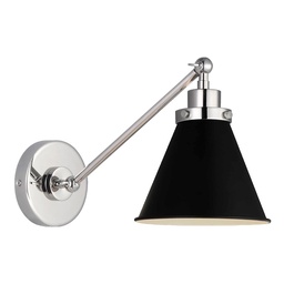 [VCC-CW1121MBKPN-EU] Seinävalaisin Wellfleet Single Arm Cone Task Sconce, Nickel